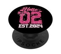 2ème Anniversaire Fille Pink Coquette Bow Hello Two 2 Years PopSockets PopGrip Adhésif