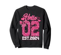 2ème Anniversaire Fille Pink Coquette Bow Hello Two 2 Years Sweatshirt