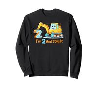 2ème Anniversaire garçon Pelleteuse creusant Amusant pour Enfants Sweatshirt