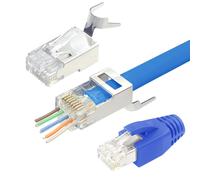 (2ème génération Connecteur RJ45 Cat7 Cat6A Fiche Réseau Pass Through RJ45 pour Câble de Pose Blindé avec Guide du Fil et Protection Anti-torsion Lot de 20.