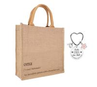 2ème Set Cadeau pour Grand-Mère - Sac en Jute avec Porte-clés, Cadeau pour Grand-Mère ou Fête des Mères, Cadeau pour Grand-Mère de la Part des Petits-Enfants (Gifts for Grandma)