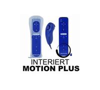 2en 1 Manette Wiimote Controller intégré Motion Plus Nunchuk compatible avec Nintendo Wii bleu