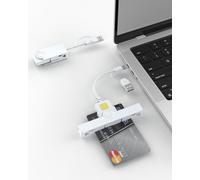 2en1 Lecteur de Carte identité USB-C&USB-A,Mini Smart Card Reader Lecteur de Carte à Puce SIM Militaire Compatible avec ISO 7816 B,C,CAC/Carte D'identité à Puce pour Windows, Mac OS et Linux