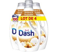 2en1 Lessive Liquide,100 Lavages (4 x 25 Lavages),Ambre & Orchidée,avec 3 SEMAINES DE FRAÎCHEUR* et Lenor,Fabriquée En France,2in1