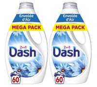 2en1 Lessive Liquide Envolée d'Air,60 Lavages,3 Semaines de Fraîcheur,Avec Lenor,Parfum Brise Marine et Fleurs Fraîches(Lot de 2)