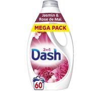 2en1 Lessive Liquide Jasmin et Rose de Mai, 60 Lavages, 3 Semaines de Fraîcheur, Avec Lenor, Notes Florales et Baies Rouges