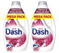 2en1 Lessive Liquide Jasmin et Rose de Mai,60 Lavages,3 Semaines de Fraîcheur,Avec Lenor,Notes Florales et Baies Rouges,Nettoyage