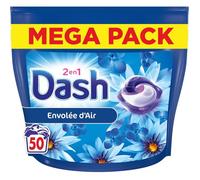 2en1 PODS Envolée d'Air, 50 Lavages, Lessive Capsules 3-en-1, 3 Semaines de Fraîcheur avec Lenor, Parfum Brise Marine