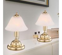 2er Ensemble LED Laiton Nuit Table Lampes Albâtre Glas Touch Récolte Lumières Or