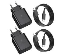 【2er-Pack】45W Chargeur Rapide USB C Pour Samsung, Super Fast Charger avec Câble de Charge de 2M, Adaptateur Secteur USBC Pour Galaxy S25/S24/S23/S22/S21, Série Note, Série A, Série Z Flip/Z Fold (Noir