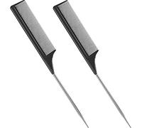 2er-Pack Schwanzkamm, Kohlefaser-Edelstahl-Spitze und hitzebeständiger Teasing-Kamm, SchwarzDurabilité