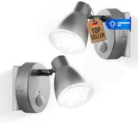 2er Pack Veilleuse À Détecteur Led Tg2635-024 En Argent Avec Fonction Automatique Avec Détecteur De Mouvement, Lampe De Sécurité, Lampe À Douille, Lampe Murale, Lampe D'orientation, Veilleuse