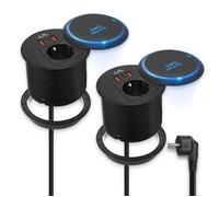 2er Prise Encastrable Plan de Travail avec Chargeur Sans Fil 15W,câble d'alimentation de 1,8 m,prise pour meubles,plan de travail