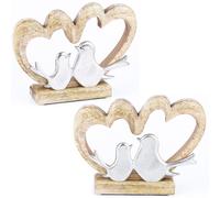 2er Set Affichage Déco Objet de Décoration Argent Table Cœur Cadeau D'Amour