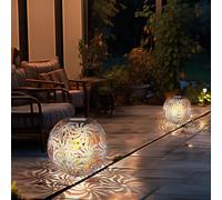 2er Set Ampoule à Enficher Lampe Solaire Antique Jardin Batterie Intempéries LED