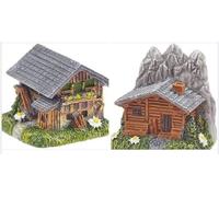 2er Set Cabane de montagne d'environ 4 cm et cabane d'environ 3 cm - Décoration de fête, décoration de table, miniature, figurines de collection et travaux manuels.