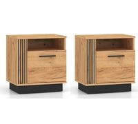 2er-Set Console de Nuit Urso Armoire 50x35x55cm Or Craft Chêne Noir