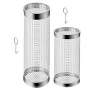 2er Set Cylindrique Panier à Feu Rond Inox Légumes Grillnetz Avec Crochet