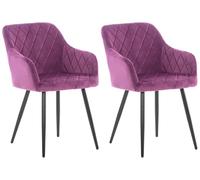CLP Lot de 2 chaises de salle à manger Shila avec Piètement en Métal noir , Violet/Velours noir G