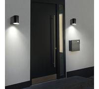 2er Set Extérieur Mur Bas Lampes Noir Maison Porte Aluminium Luminaire Terrasse