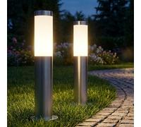 2er Set Extérieur sur Pied Support Lampe Inox IP44 Jardin Garage D X H 7,8x45cm