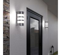 Lot de 2 lampes d'extérieur en acier inoxydable appliques murales de maison projecteurs d'allée de cour IP44 