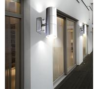 2er Set LED Extérieur Lumières Inox Façades Haut Bas Mur Luminaire Verre Lampes