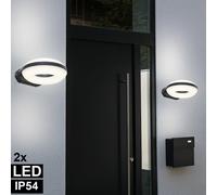 2er Set LED Extérieur Mur Lampes Façades Haut Bas Aluminium Anneau Spot Jardin