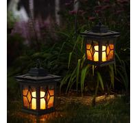 Ensemble de 2 Mettez les plug-in lampes LED solaire jardin lanternes extérieures décoratives de spike noir IP44