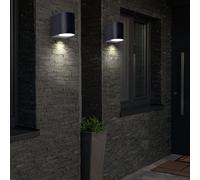 2er Set LED Luminaires D'Extérieur Aluminium Maison Mur Noir Façades Éclairage