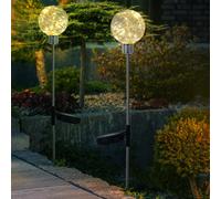 2er Set LED Solaire Extérieur Fiche Lumières Boule Lampes Jardin Déco Éclairage