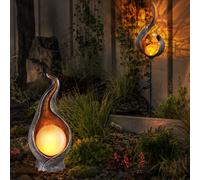 2er Set LED Solaire Extérieur Support Fiche Lampes Jardin Décoration Flammes Or