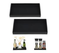 2er Set Plateau Décoratif pour Salle de Bain, Noir, Silicone, Rectangulaire, Plateau decoratif, Plateau Salle de Bain, Convient pour Cuisine et Salle de Bain, Plateau rectangulaire