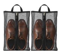 2er-Set Reiseschuhbeutel, große Kapazität 40 x 25 cm, tragbare Nylon-Organizer, Unisex Tasche mit luftdurchlässigem Mesh, Schwarz, für Koffer und Aufbewahrung