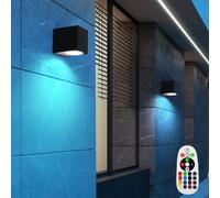 2er Set RGB LED Extérieur Mur Lampes Télécommande Façades Alu Bas Spots Dimmable