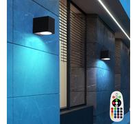 2er Set RGB LED Extérieur Mur Lampes Télécommande Façades Alu Bas Spots Dimmable