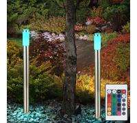 2er Set RGB LED Inox Extérieur Lumières Dimmable sur Pied Lampes Grand Lumière