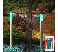 2er Set RGB LED Inox Extérieur Lumières Dimmable sur Pied Lampes Télécommande