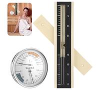 2er-Set Sauna-Thermo-Hygrometer mit Sanduhr, mechanisches Temperatur- und Feuchtigkeitsmessgerät von 70 bis 250 °F, drehbare Holz-Sanduhr mit schwarzem Sand, 15 Min., für Dampfkabine