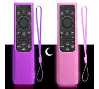2er Set Silikon Schutzhülle für Samsung Fernbedienung BN59-01357/BN59-01385/BN59-01388A/01388H/01388L/BN59-01393C rutschfeste Fernbedienungshülle mit Nachtleuchtfunktion (Rosa+Lila)