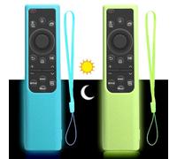 2er Set Silikon Schutzhülle für Samsung Fernbedienung BN59-01357/BN59-01385/BN59-01388A/01388H/01388L/BN59-01393C rutschfeste Fernbedienungshülle mit Nachtleuchtfunktion (Grün+Blau)