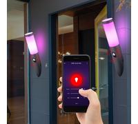 2er Set Smart RGB LED Mur Lumières Extérieur Cour Lampes Dimmable App