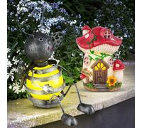 2er Set Solaire LED Déco Lumières Jardin Figures Abeille Champignon Interne'