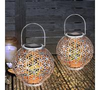 2er Set Solaire LED Lumières Déco Boule Lanternes Extérieur Jardin Lampes