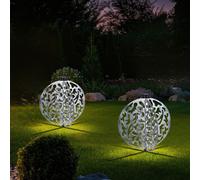Lampe Solaire Lampe D'Extérieur Pointe Batterie Jardin Métal Mat LED 2er Set