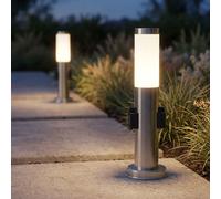 2er Set Support Lampe Cour Terrasse Jardin Éclairage sur Pied Argent Luminaire