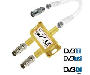 2fach Cei TV Répartition Répartiteur D'Câble Câble Adaptateur Télévision par