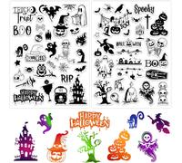 2feuilles Halloween Tampons Transparents Citrouille Squelette Chauve-Souris Araignée Fantôme Tampons À Imprimer Décoration Scrapbooking Diy Artisanat Cartes Album Photo Pour Fête Halloween