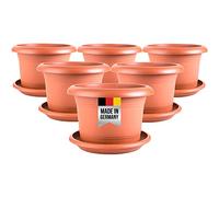 2friends Ele Lot de 6 pots de fleurs ronds en terre cuite de 30 cm de diamètre avec soucoupe, pot de fleurs rond avec trous, modèle : Ele