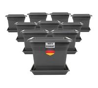 2friends Lot de 10 pots à tomates avec soucoupe - 28 x 28 cm - Anthracite - Carré - Pour tomates et fleurs - Avec système de drainage - Pour balcon et jardin